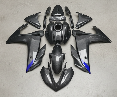 Yamaha R3 Fairings (2015-2018) Carbon Fiber Style, Blue at KingsMotorcycleFairings.com