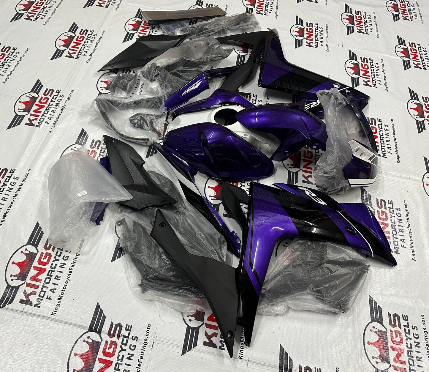 Yamaha R3 Fairings (2015-2018) Dark Purple & Black at KingsMotorcycleFairings.com