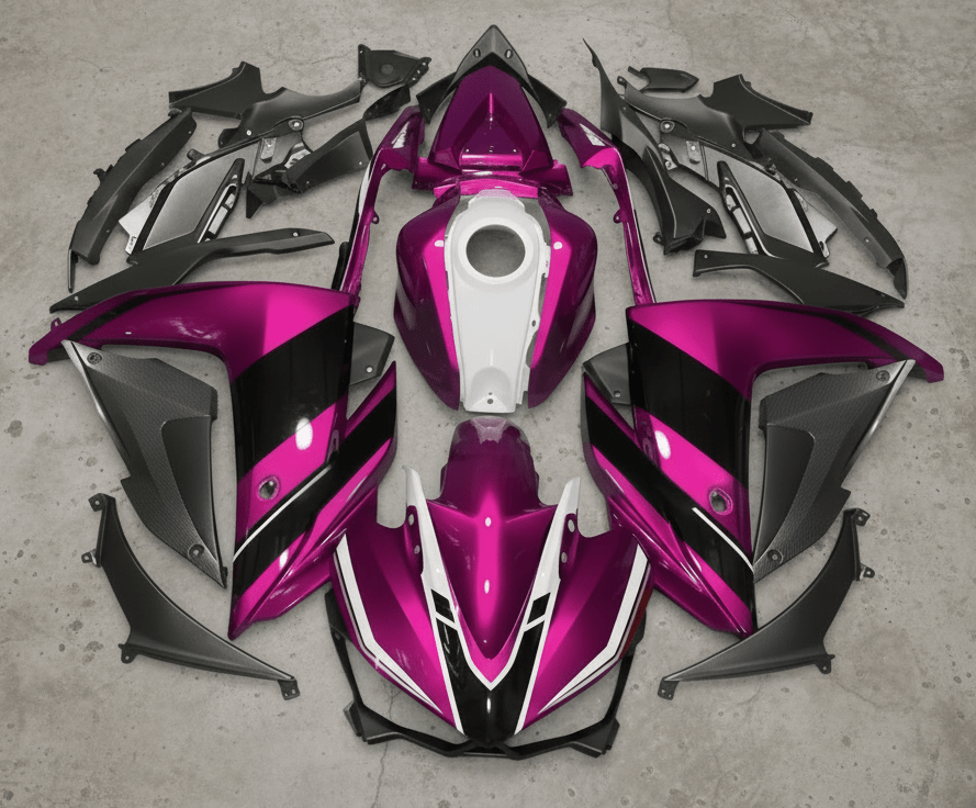 Yamaha YZF-R3 Fairings (2015-2018) Hot Pink, White, Black – Kings ...
