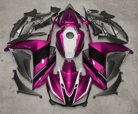 Yamaha R3 Fairings (2015-2018) Hot Pink, White, Black at KingsMotorcycleFairings.com