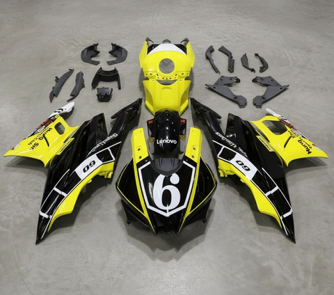 Yamaha R3 Fairings (2019-2021) Black, Yellow, White at KingsMotorcycleFairings.com