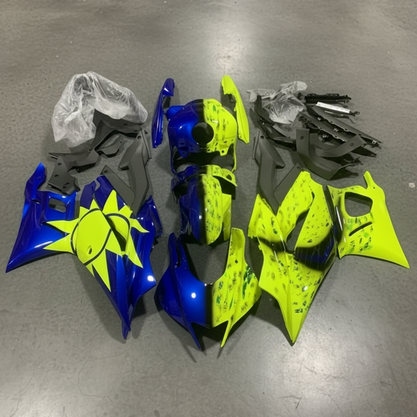 Yamaha R3 Fairings (2019-2021) Blue, Neon Yellow, Sun, Moon at KingsMotorcycleFairings.com