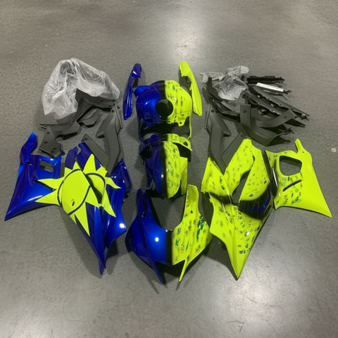 Yamaha R3 Fairings (2019-2021) Blue, Neon Yellow, Sun, Moon at KingsMotorcycleFairings.com