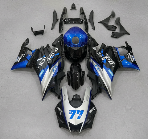 Yamaha R3 Fairings (2019-2021) Blue, Silver, Black 77 at KingsMotorcycleFairings.com