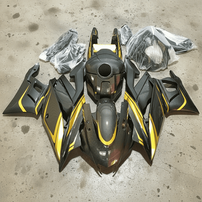 Yamaha R3 Fairings (2019-2021) Carbon Fiber Style, Gold at KingsMotorcycleFairings.com