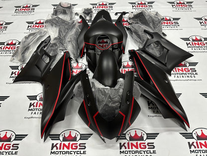 Yamaha R3 Fairings (2019-2021) Matte Black, Red Stripe at KingsMotorcycleFairings.com