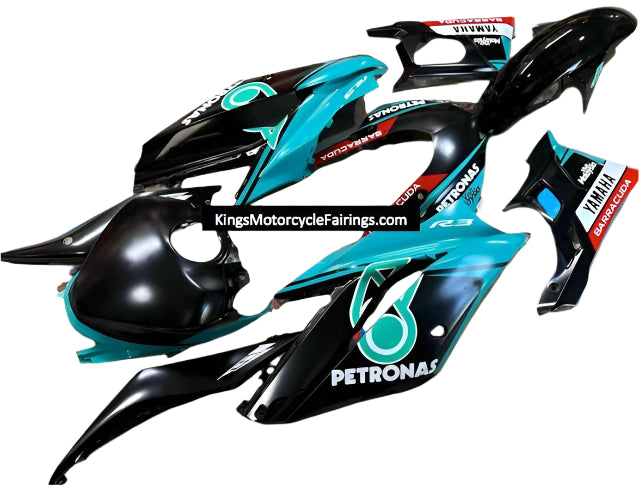 Yamaha R3 Fairings (2019-2021) Matte Black, Turquoise, Gloss Black Petronas at KingsMotorcycleFairings.com