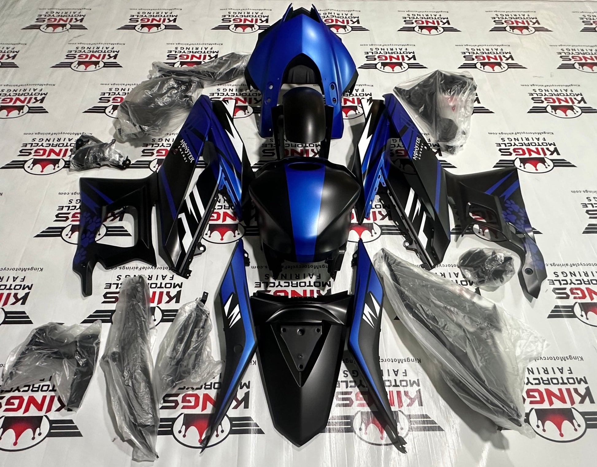 Yamaha R3 Fairings (2019-2021) Matte Blue, Matte Black from KingsMotorcycleFairings.com
