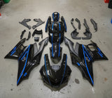 Yamaha R3 Fairings (2022-2024) Black, Blue Stripes from KingsMotorcycleFairings.com