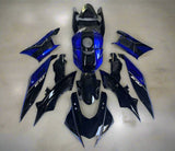 Yamaha R3 Fairings (2022-2024) Black, Blue, White Stripes at KingsMotorcycleFairings.com