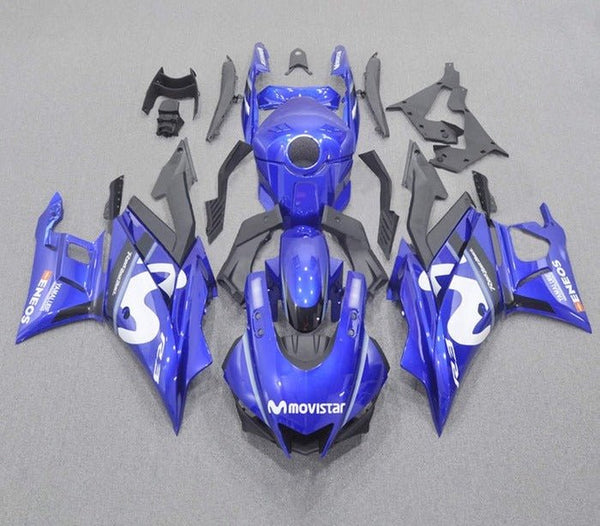 Yamaha R3 Fairings (2022-2024) Blue, White, Movistar at KingsMotorcycleFairings.com