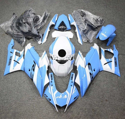 Yamaha R3 Fairings (2022-2024) White, Light Blue at KingsMotorcycleFairings.com
