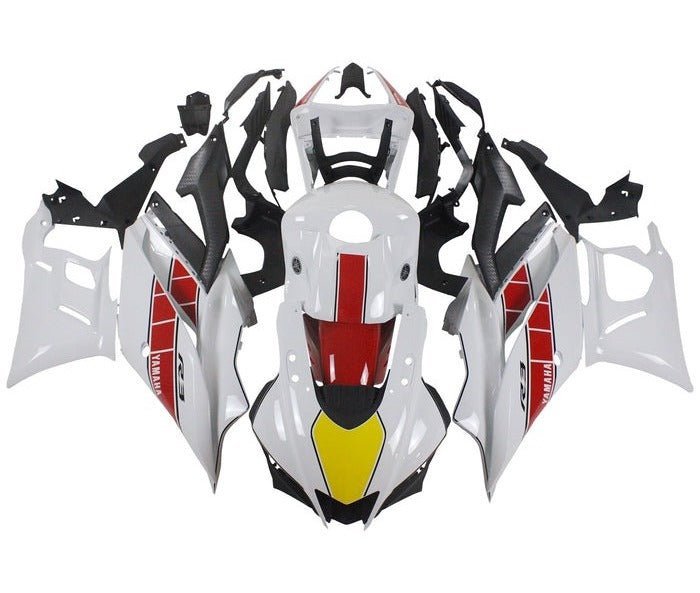 Yamaha R3 Fairings (2022-2024) White, Red, Yellow at KingsMotorcycleFairings.com