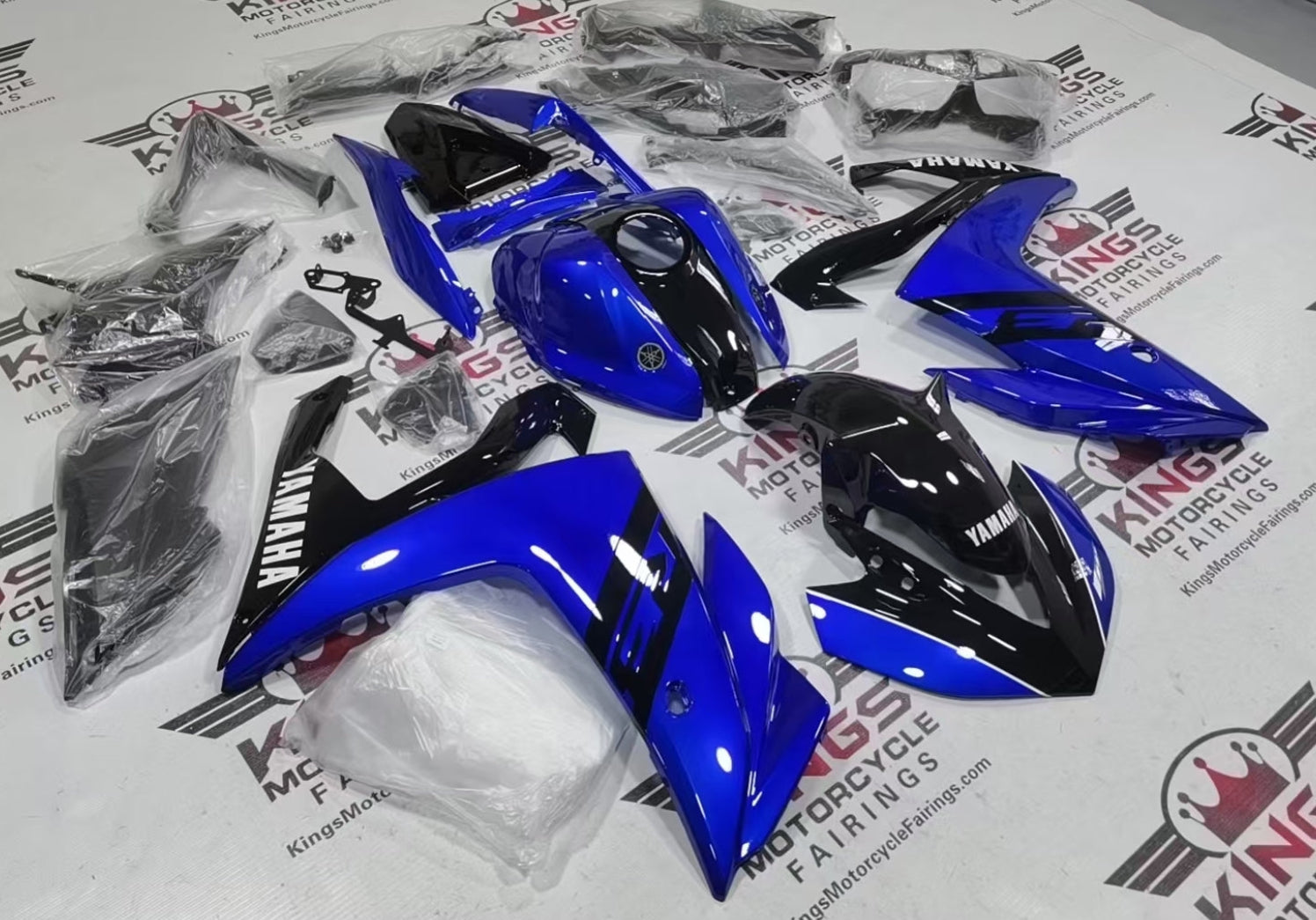 Yamaha R3 Firings (2015-2018) Blue, Black, White Stripe at KingsMotorcycleFairings.com