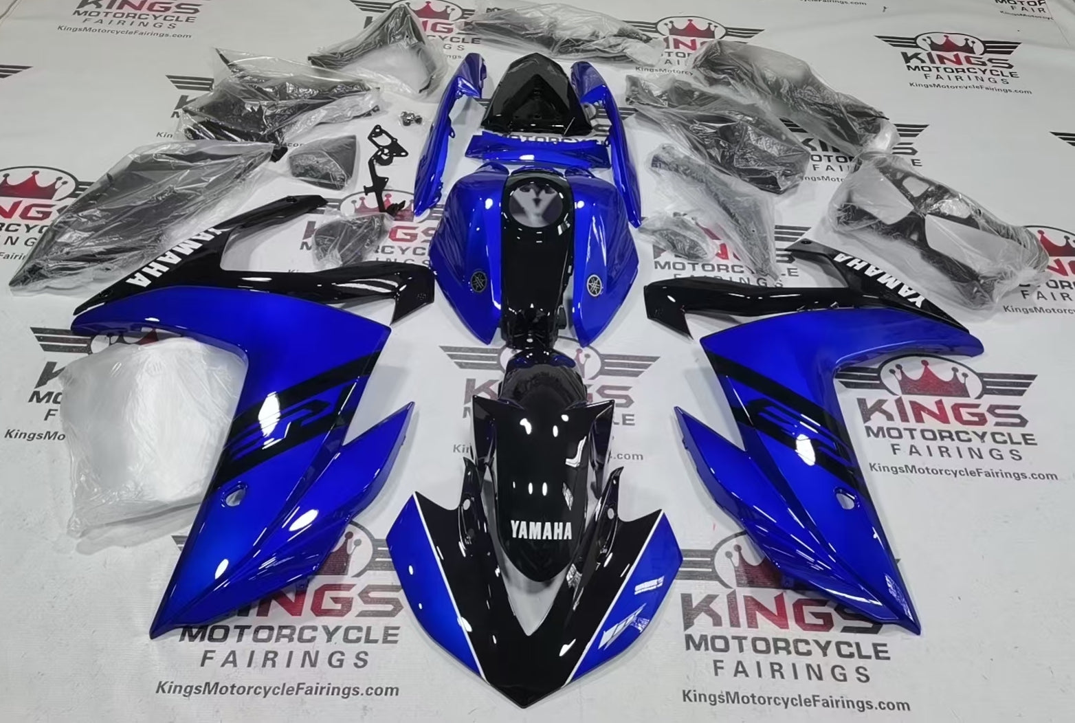 Yamaha R3 Firings (2015-2018) Blue, Black, White Stripe from KingsMotorcycleFairings.com