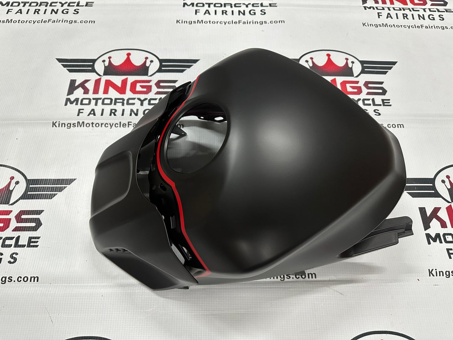 Yamaha R3 Tank Fairing (2019-2021) Matte Black, Red Stripe at KingsMotorcycleFairings.com