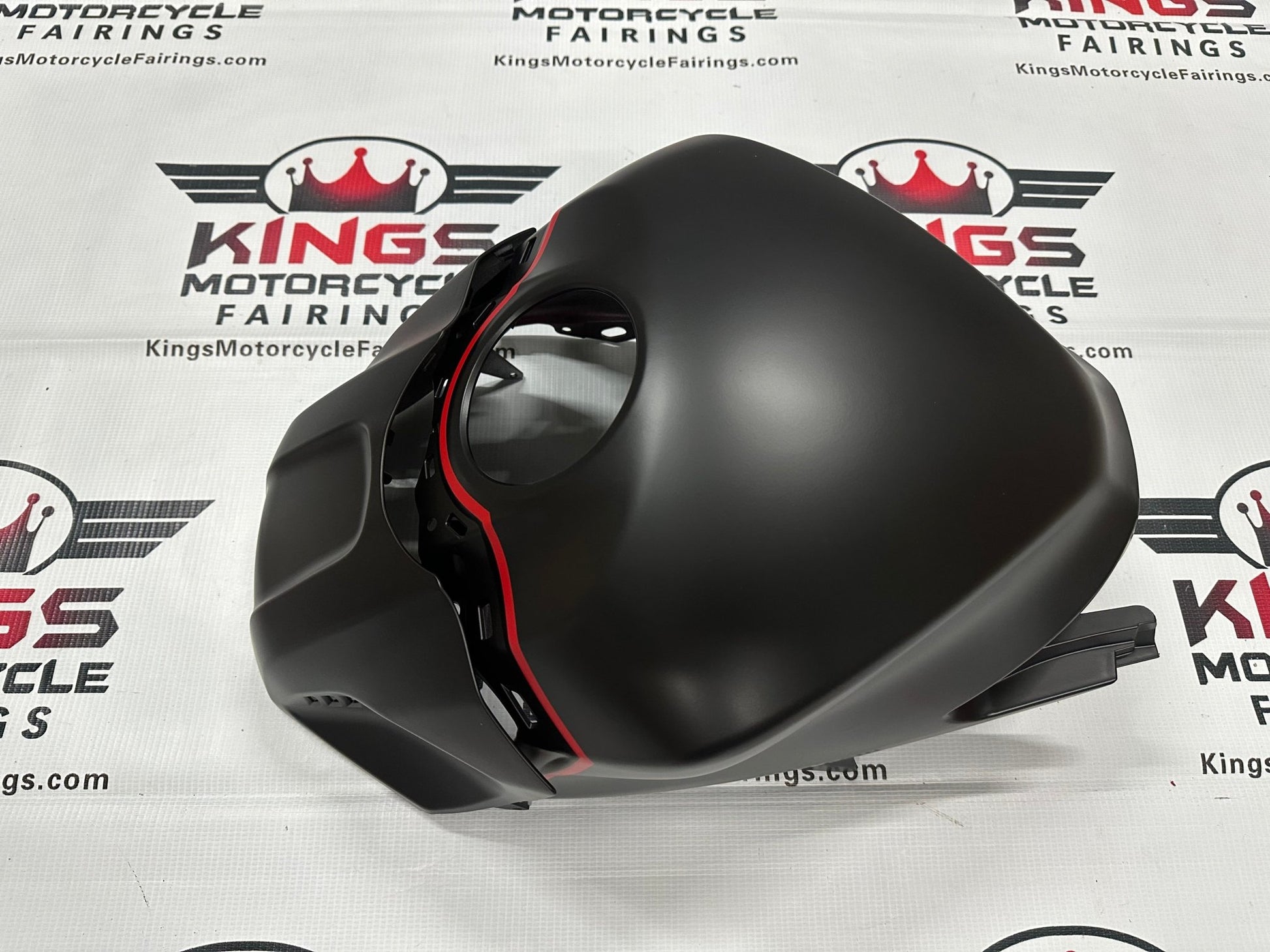 Yamaha R3 Tank Fairing (2019-2021) Matte Black, Red Stripe at KingsMotorcycleFairings.com