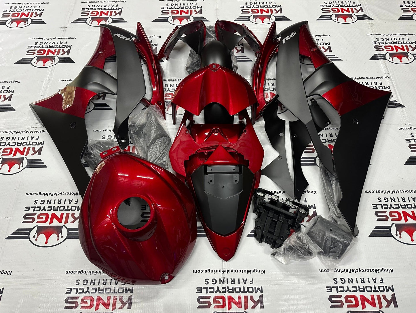 Yamaha YZF-R6 (2008-2016) Red, Matte Black Fairings at KingsMotorcycleFairings.com