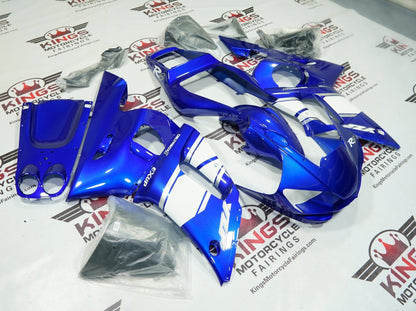 Yamaha R6 Fairings (1998-2002) Blue, White, Gray Deltabox at KingsMotorcycleFairings.com