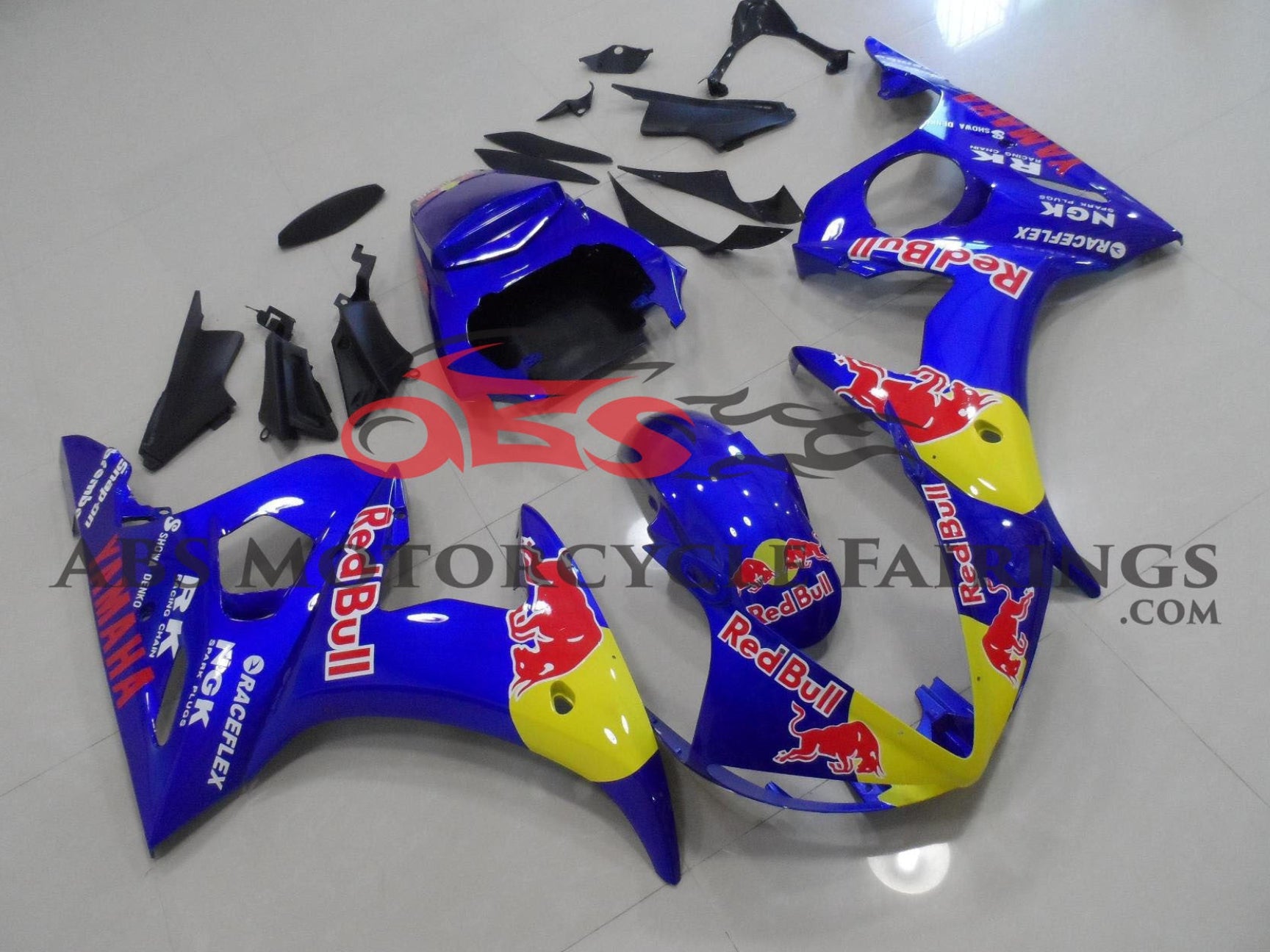 Yamaha R6 Fairings (2003-2004) Blue Red Bull from KingsMotorcycleFairings.com