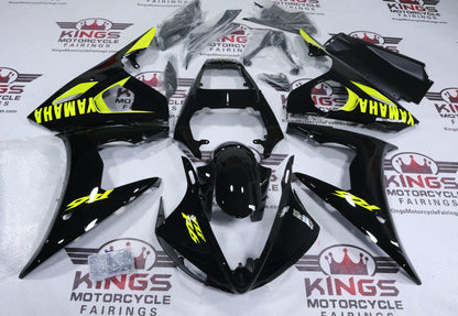 Yamaha R6 Fairings (2005) Black, Neon Yellow from KingsMotorcycleFairings.com
