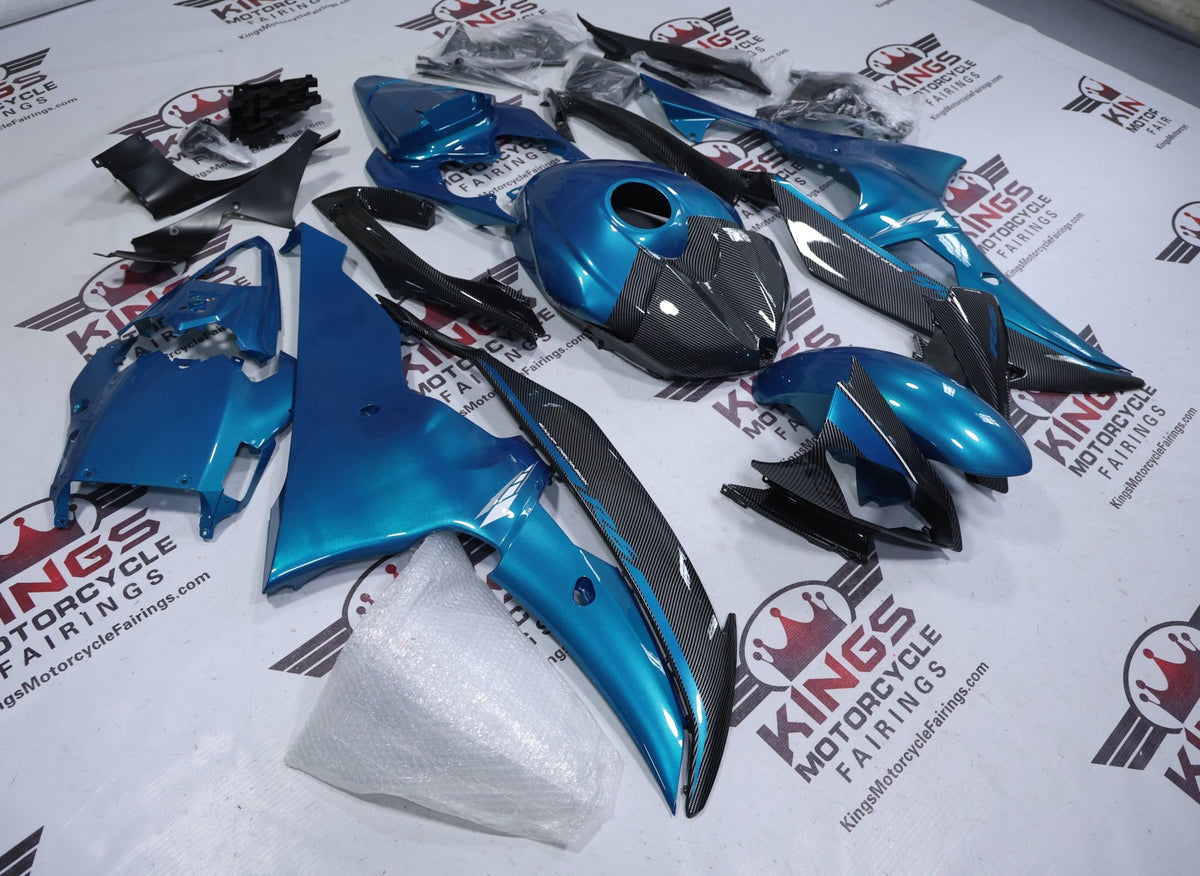 Yamaha R6 Fairings (2008-2016) Blue, Faux Carbon Fiber from KingsMotorcycleFairings.com