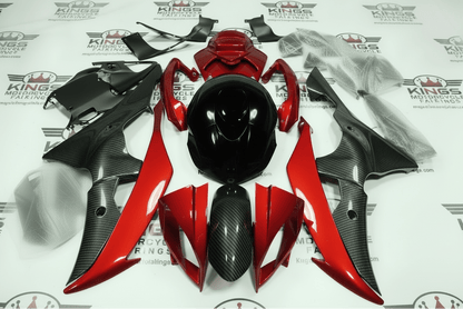 Yamaha R6 Fairings (2008-2016) Faux Carbon Fiber, Red, Black at KingsMotorcycleFairings.com