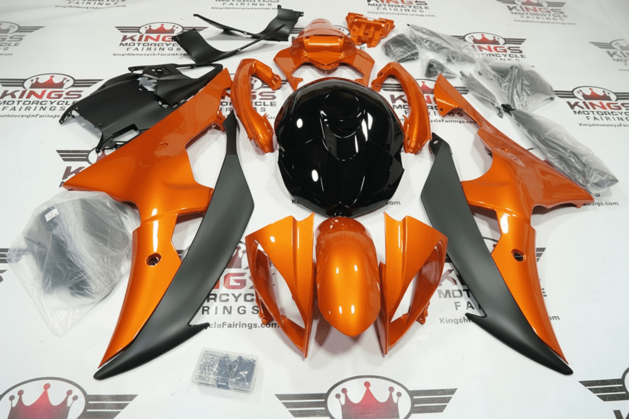 Yamaha R6 Fairings (2008-2016) Orange, Black, Matte Black at KingsMotorcycleFairings.com