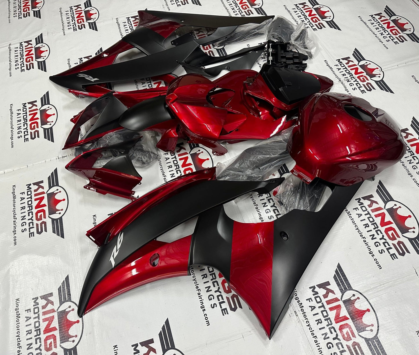 Yamaha R6 (2008-2016) Red, Matte Black Fairings at KingsMotorcycleFairings.com