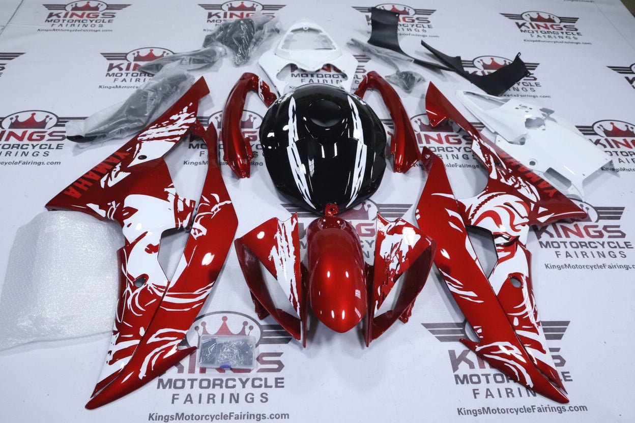 Yamaha R6 Fairings (2008-2016) Red, White, Black Japanese Geisha at KingsMotorcycleFairings.com