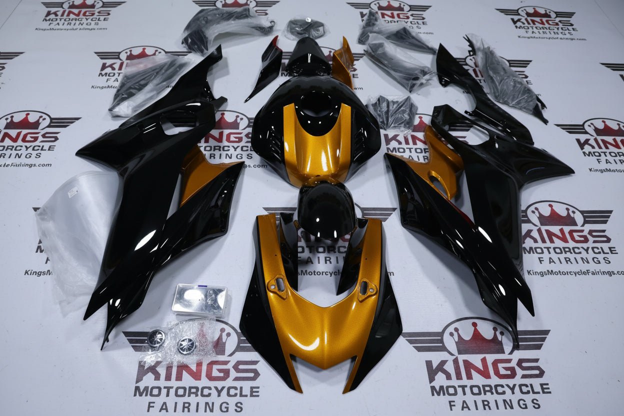 Yamaha R6 Fairings (2017-2022) Black, Gold at KingsMotorcycleFairings.com