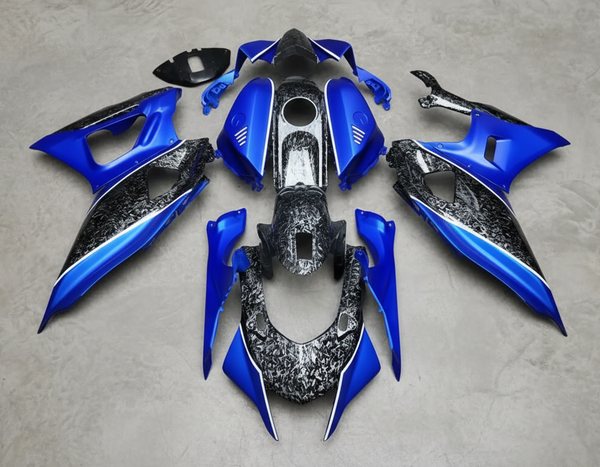 Yamaha R7 Fairing Kit (2021-2025) Forged Carbon Fiber Style, Blue, White at KingsMotorcycleFairings.com