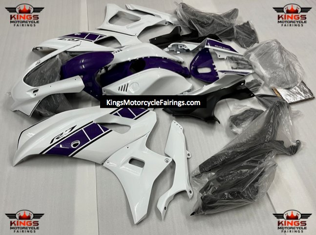 Yamaha R7 Fairing Set (2021-2025) White, Dark Purple at KingsMotorcycleFairings.com