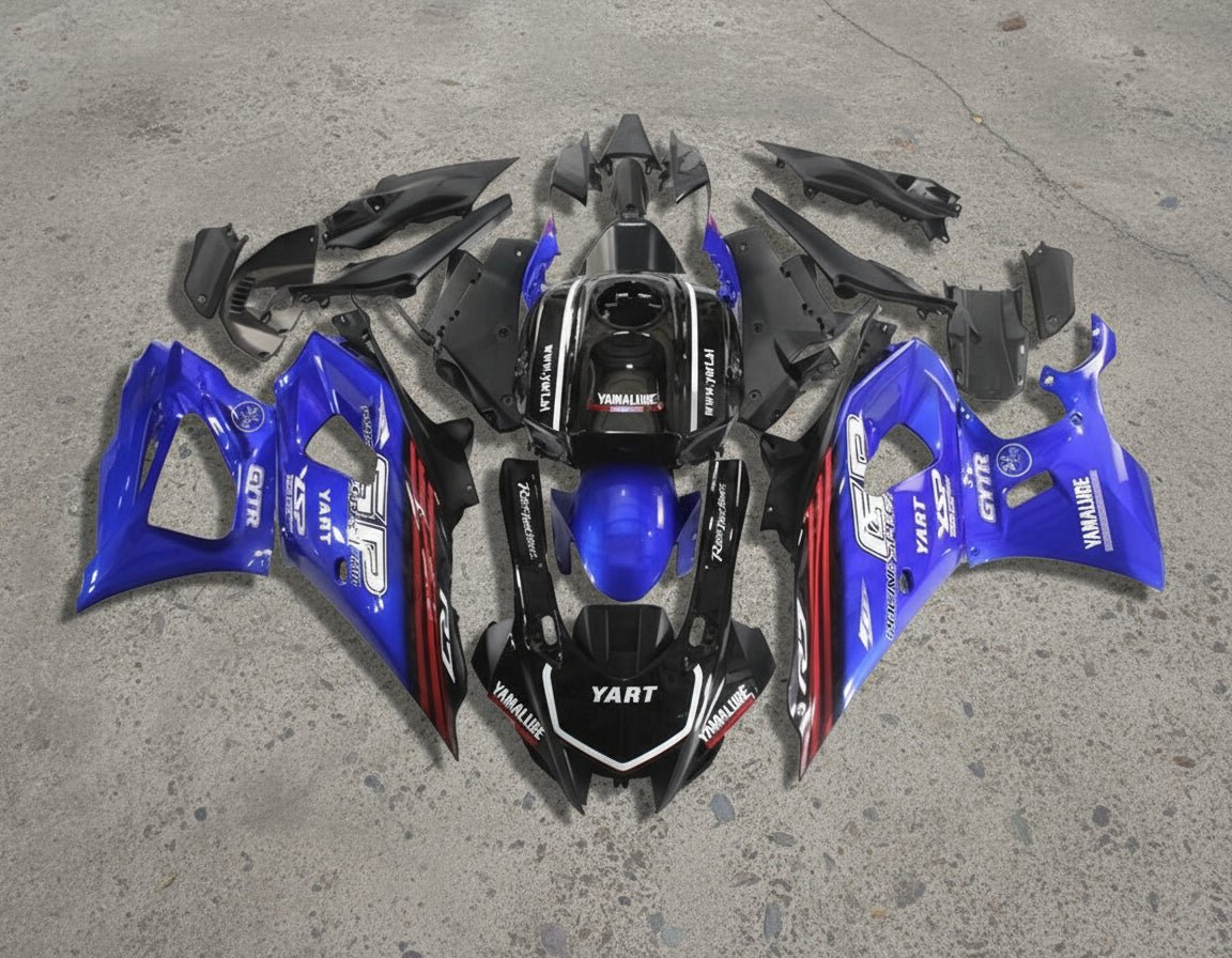 Yamaha R7 Fairings (2021-2025) Black, Blue, Red Stripe at KingMotorcycleFairings.com