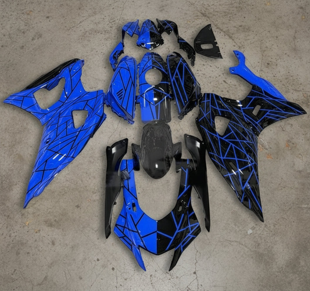 Yamaha R7 Fairings (2021-2025) Blue, Black Split Lines at KingMotorcycleFairings.com
