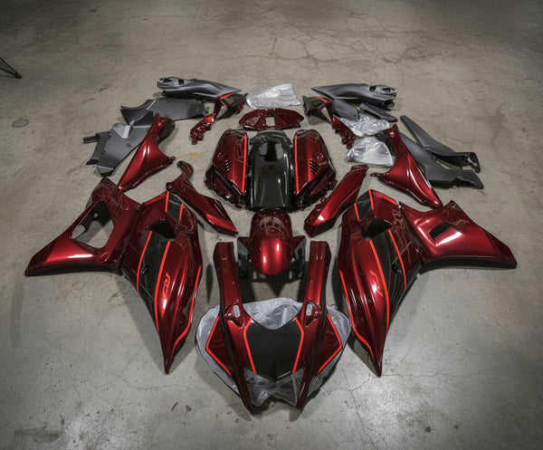 Yamaha R7 Fairings (2021-2025) Dark Red, Black at KingsMotorcycleFairings.com