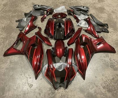 Yamaha R7 Fairings (2021-2025) Dark Red, Black from KingsMotorcycleFairings.com