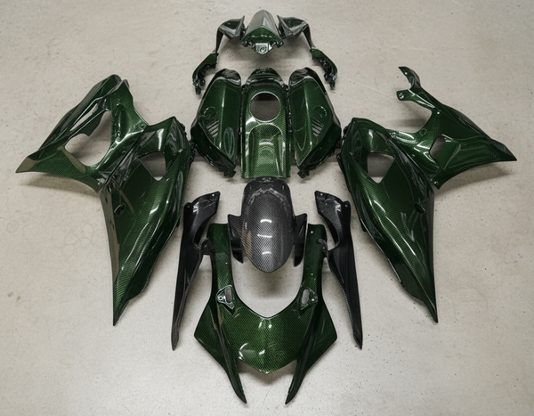 Yamaha R7 Fairings (2021-2025) Faux Carbon Fiber, Green Carbon Fiber from KingsMotorcycleFairings.com