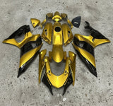 Yamaha R7 Fairings (2021-2025) Gold, Black from KingsMotorcycleFairings.com