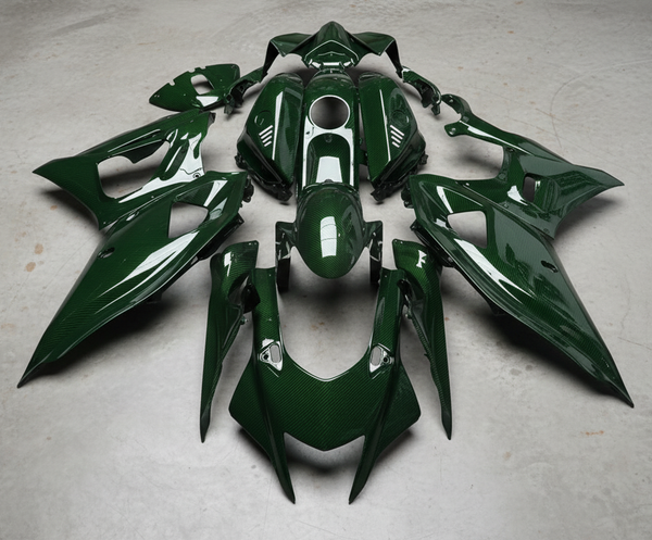 Yamaha R7 Fairings (2021-2025) Green Faux Carbon Fiber from KingsMotorcycleFairings.com