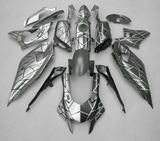 Yamaha R7 Fairings (2021-2025) Matte Silver, Matte Black, Split Stripes from KingsMotorcycleFairings.com