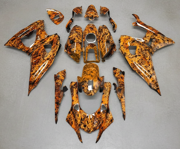 Yamaha R7 Fairings (2021-2025) Orange Flames from KingsMotorcycleFairings.com