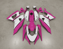 Yamaha R7 Fairings (2021-2025) Pink, White, Black Stripe from KingsMotorcycleFairings.com