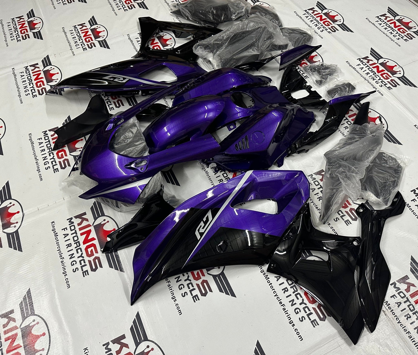 Yamaha R7 Fairings (2021-2025) Purple, Black at KingsMotorcycleFairings.com