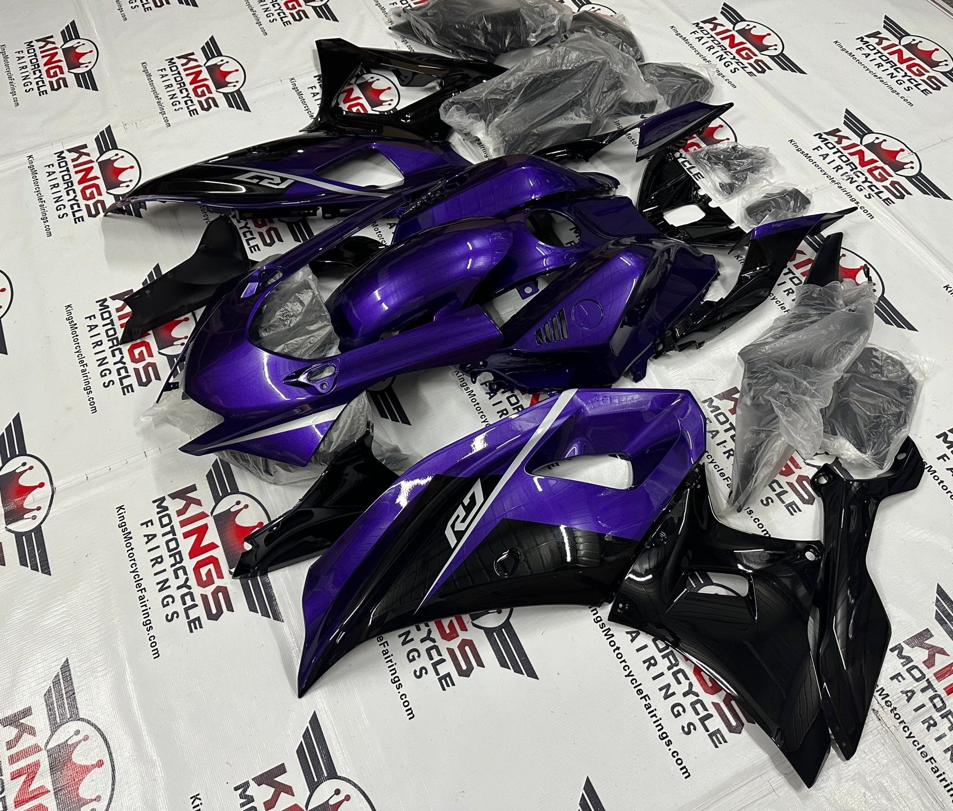 Yamaha R7 Fairings (2021-2025) Purple, Black at KingsMotorcycleFairings.com