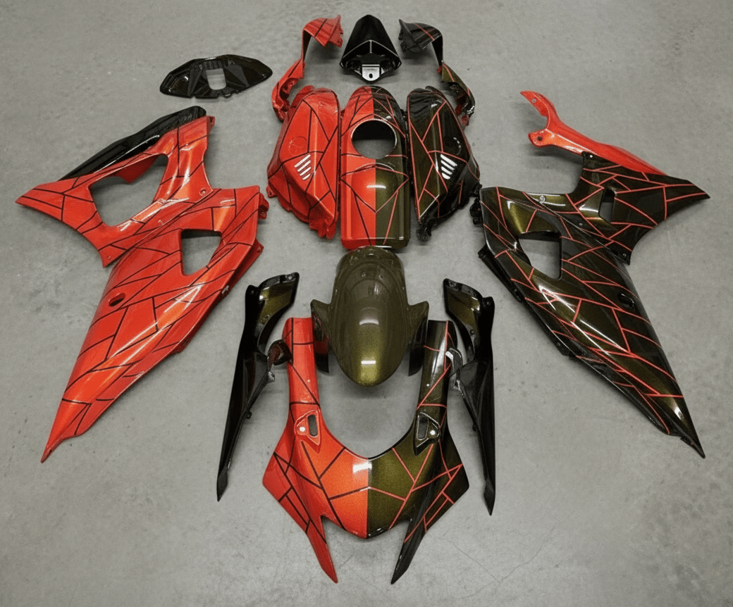 Yamaha R7 Fairings (2021-2025) Red, Black, Cracks from KingsMotorcycleFairings.com