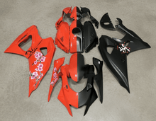Yamaha R7 Fairings (2021-2025) Red, Matte Black, Split Flowers from KingsMotorcycleFairings.com
