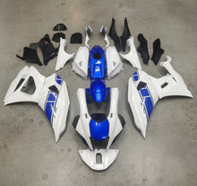 Yamaha R7 Fairings (2021-2025) White, Blue Stripe from KingsMotorcycleFairings.com