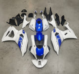 Yamaha R7 Fairings (2021-2025) White, Blue Stripe from KingsMotorcycleFairings.com