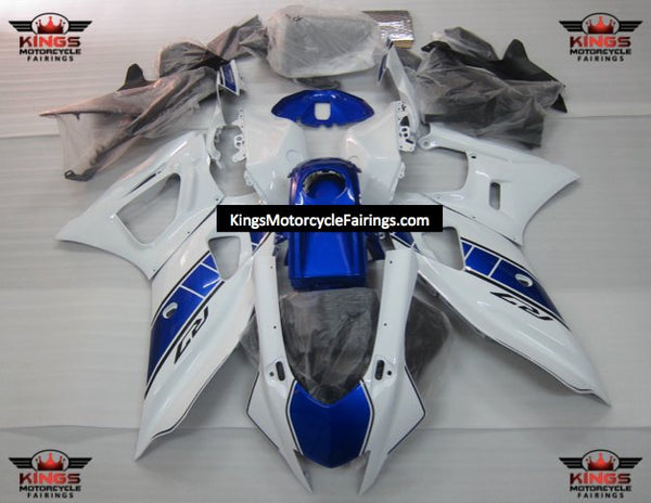 Yamaha R7 Fairings (2021-2025) White, Blue at KingsMotorcycleFairings.com